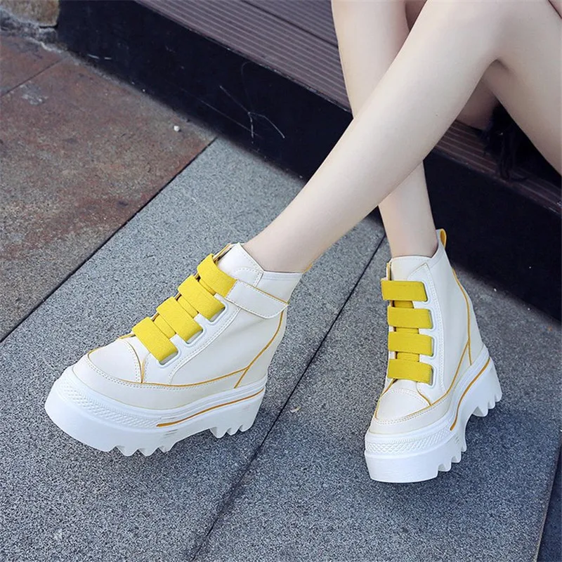 

Fashion Women's Platform Boots Spring Autumn Increased Internal 10cm High-heel Ankle Boots For Women Round Toe Chunky Booties