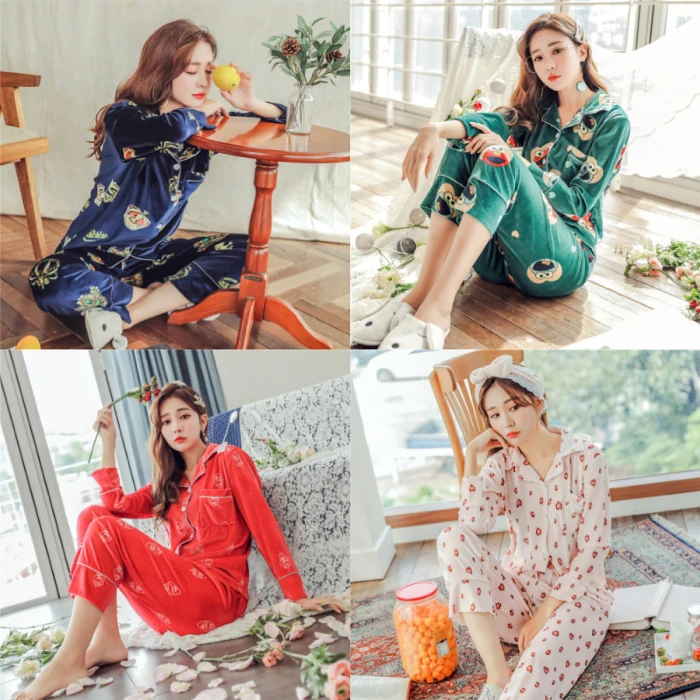 5 стильных элегантных модных плотных золотых бархатных женских пижам набор