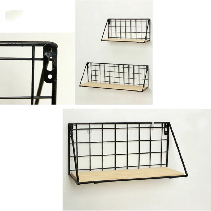 Полка для хранения в скандинавском стиле настенная полка из массива дерева сетка