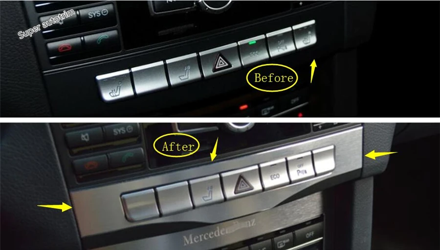 Lapetus Danger Warning Alarm Flash Light Switch Cover Interior Trim Fit For Mercedes Benz E CLASS W212 Sedan 2011 - 2015 / Metal |