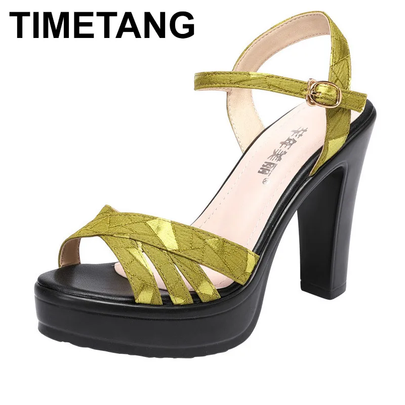 

TIMETANGfashion strap buckle sandals 2020 new women shoes casual stitching big size 34-43 leisure high heels ladies sandals