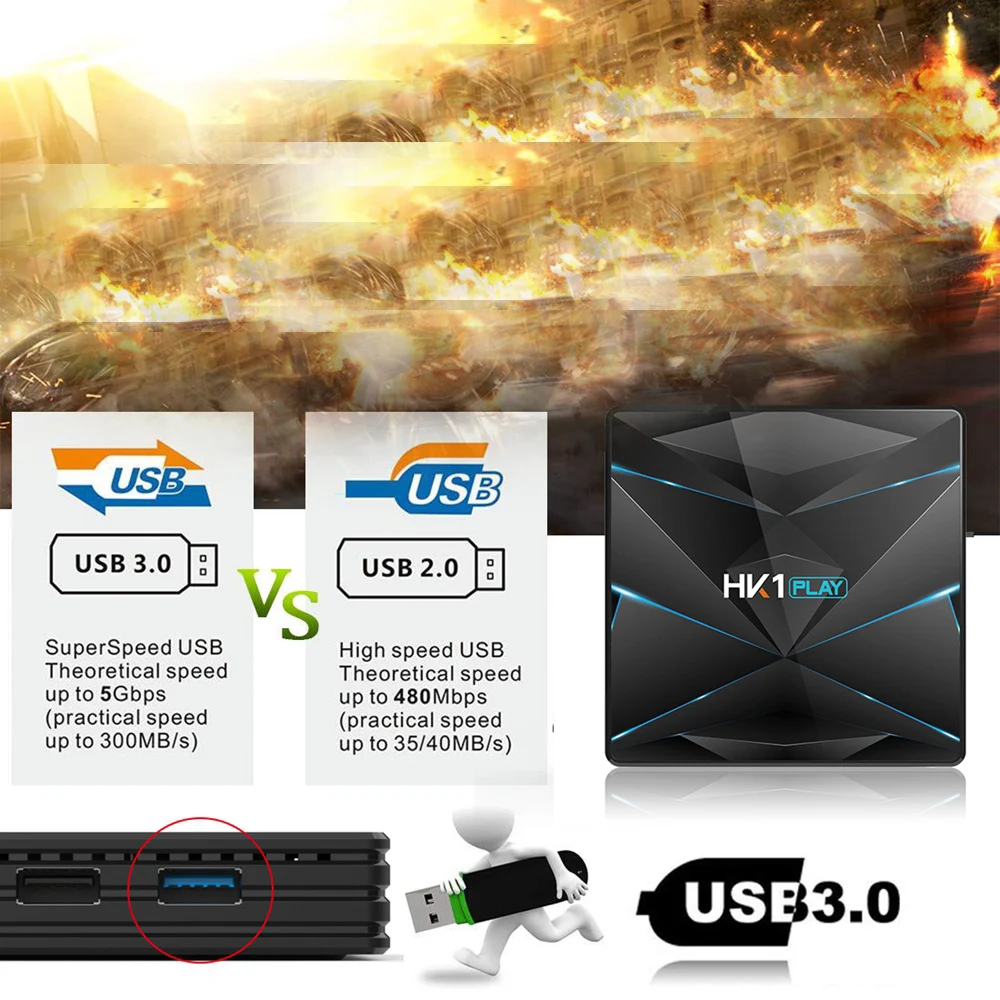 10 шт. Android 9,0 tv BOX HK1 Play S905X2 DDR3 4 ГБ 32 ГБ 64 Гб 2,4 ГГц 5 ГГц Wifi смарт медиаплеер Поддержка Bluetooth 4K телеприставка