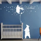 Мультфильм сон медведь на Луне Космическая Звезда Наклейки на стены Детская комната муха Луна Звезда Медведь Наклейка на стену спальная; Игровая винил