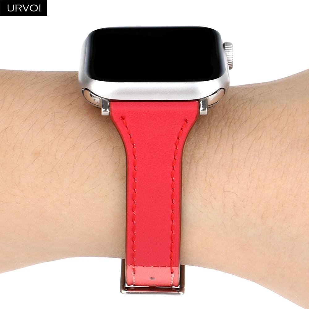 URVOI тонкий ремешок для наручных часов Apple Watch версии 5/4 3/2/1 пояса из натуральной