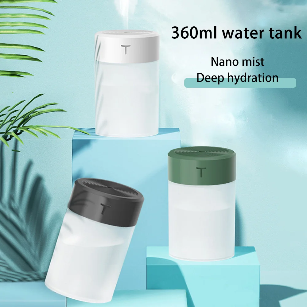

360ML Air Humidifier USB Essential Oil Diffuser Portable Aromatherapy Sprayer Ultrasonic Purifier Atomizer LED Lamp for Home Car