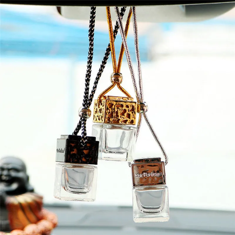 

Empty Glass Bottle Car Hanging Perfume Rearview Mirror Ornament Air Freshener For Essential Oils Diffuser Fragrance Car-styling