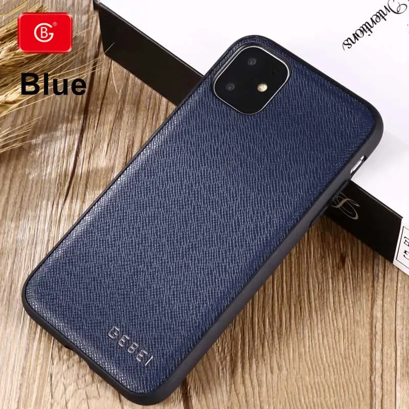 Blue Роскошный брендовый чехол из натуральной кожи для iPhone 11 Pro X Xs Max XR, ультра тонкий противоударный силиконовый защитный чехол на заднюю панель, чехол s - Цвет: Blue