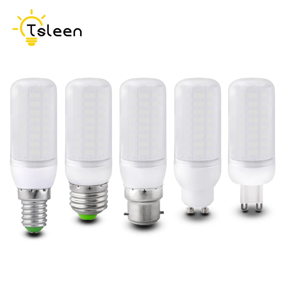 TSLEEN 10X E27 E14 Светодиодный светильник 5730 SMD лампа для кукурузы 220 В защита глаз
