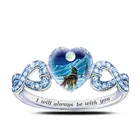 Кольца в форме синего сердца с волком модные ювелирные изделия с кристаллами кольца для девочек-подростков ювелирные изделия для женщин винтажные кольца с кристаллами