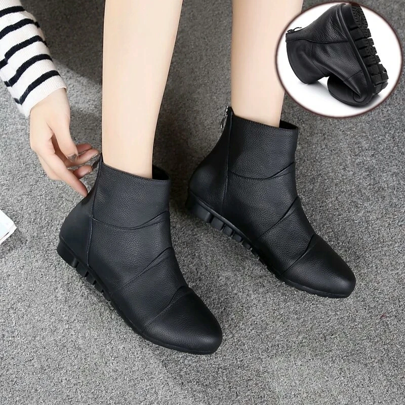 Ботильоны ZZPOHE женские зимние из натуральной кожи теплые Нескользящие