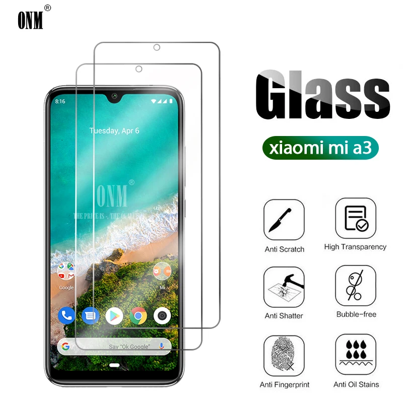 

2Pcs MiA3 Tempered Glass For Xiaomi Mi A3 Screen Protector For Xiaomi Mi A3 6.09 Protective Glass Film