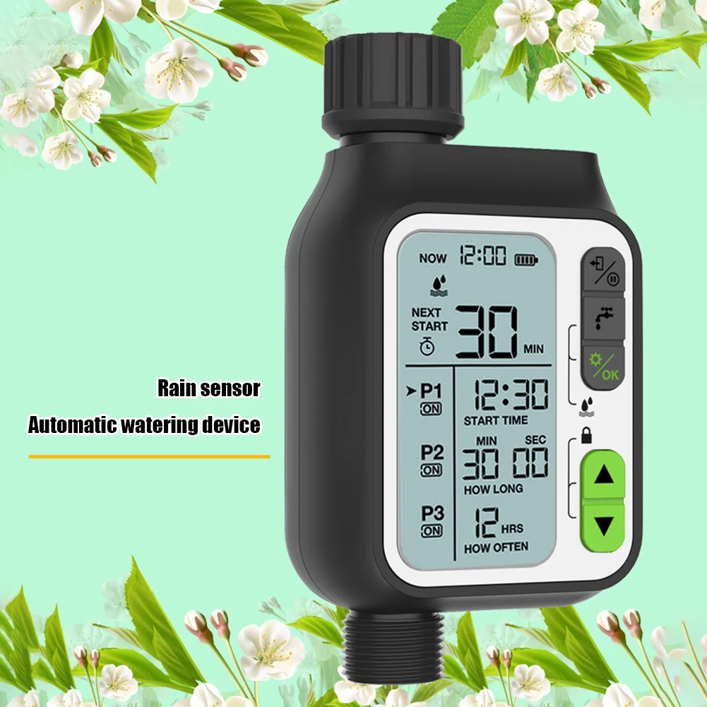 

Programmable Plant Garden Irrigation System Smart Auto Water Timer Controller Rain Auto Sensor Function for Home Garden