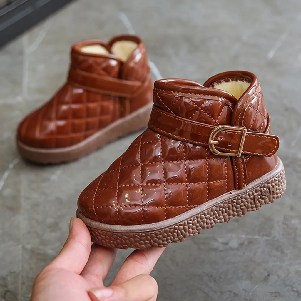 Детские плюшевые ботинки теплые водонепроницаемые конфетных цветов для