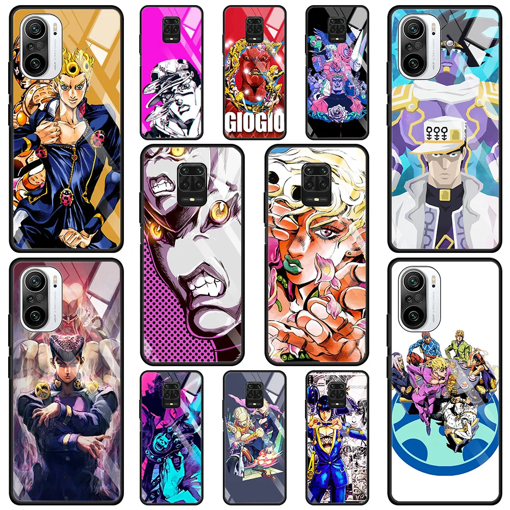 

JOJO 39 s Bizarre Adventure Glass Case For Xiaomi Redmi K40 K30 Pro 9C 9A 8A 9 7 Note 10 Pro Max 8 9S 10S 8T 9T Phone Shell