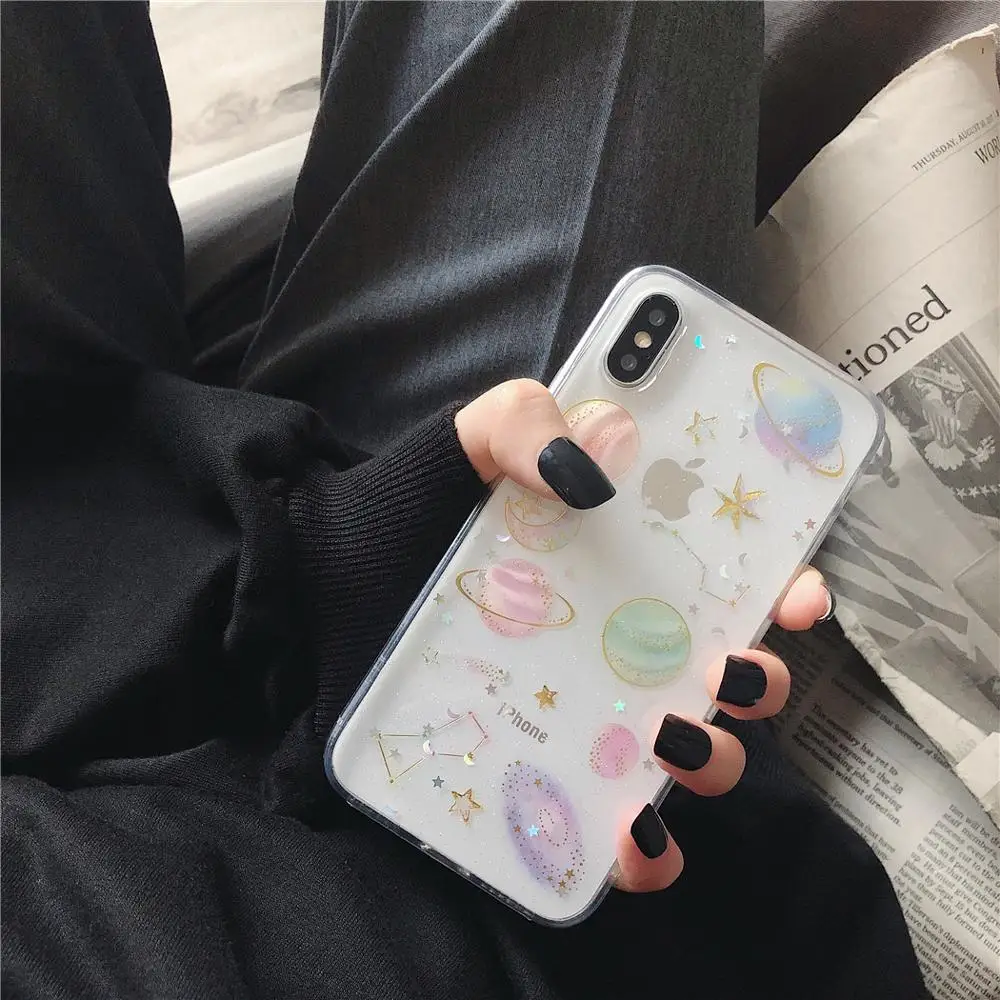 Роскошные блестящие милые чехлы для телефонов с изображением космической