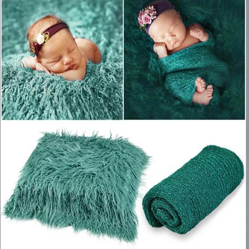 

Promotion Rushed 2Pcs/set Baby Photography Props Blanket Stretch Knit Wrap Newborn Plush Photo Wraps Blankets Shoot Backdrop