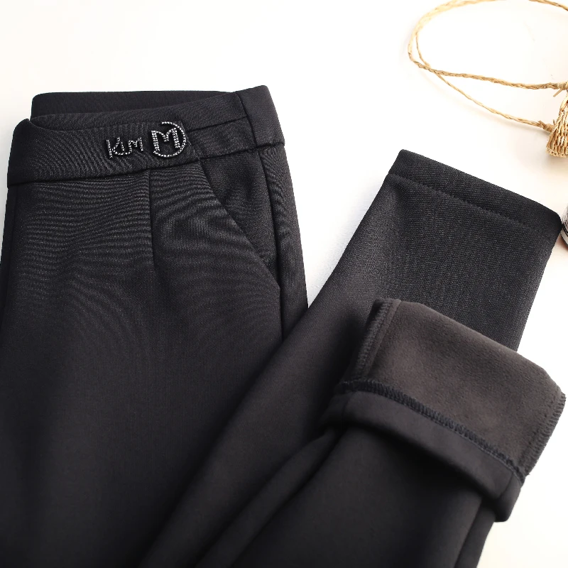 

Office Lady Loose Trousers Slim Straight Women Suit Pants Pencil Pants Warm Velvet Pants elastic Waist Women Thick Pant Femme