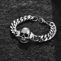 european and american domineering titanium steel skull mens bracelet trendy male punk hip hop rock stainless steel bracelet