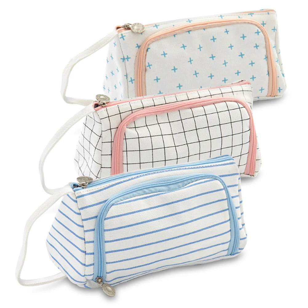 

Lovely Unisex Student Pen Pencil Case Ruler Holder Canvas Storage Bag Organizer