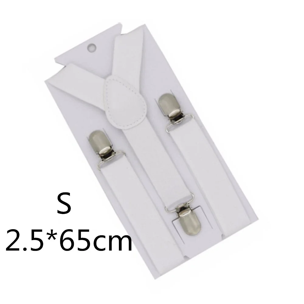 White-65cm Однотонные подтяжки унисекс для детей и взрослых, для мужчин, женщин, мальчиков и девочек, эластичные регулируемые детские аксессуары-скобы, 5 размеров, для родителей и детей - Цвет: White-65cm