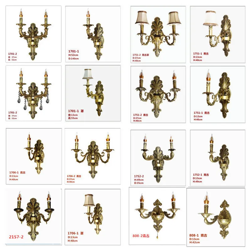 

European Fashion Crystal Bedroom Retro Living Room Dining Room Candle Creative Villa Wall Lamp E14, AC110V 220V