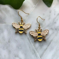 fashion cute enamel bee shape earrings forest simple style honeybee drop women girl friendship party jewelry gift