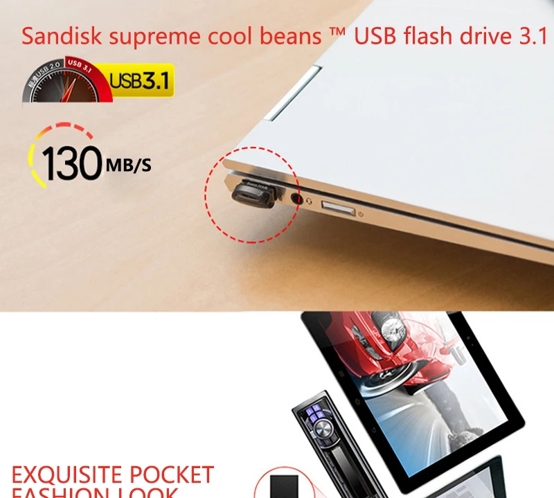 USB флеш-накопитель SanDisk CZ430, 32 ГБ, 64 ГБ, 128 ГБ, мини-накопитель, 16 ГБ, карта памяти, до 130 Мб/с, флешка для ноутбука, ПК