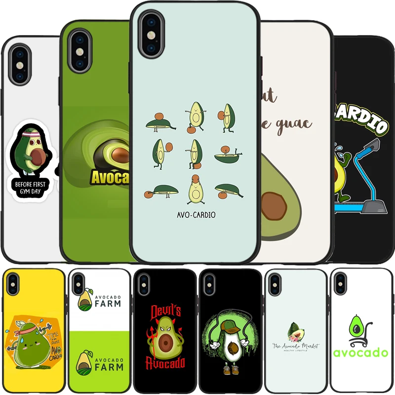 Мягкий силиконовый черный чехол для телефона с рисунком авокадо X XR XS Max iPhone 6 6plus 7 8