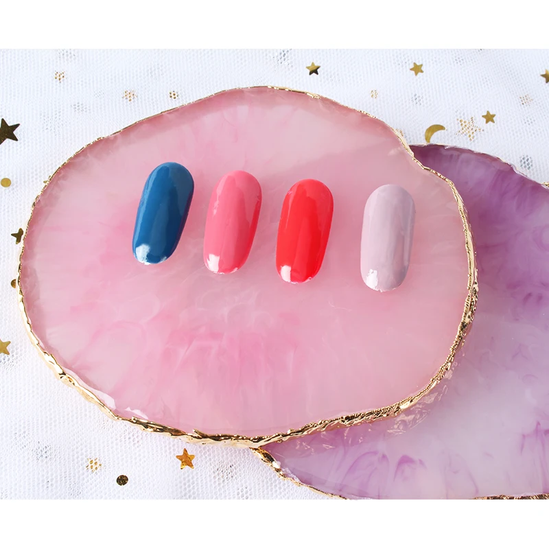 Lidan розовый цвет натуральная смола для дизайна ногтей Палитра полировки пластина