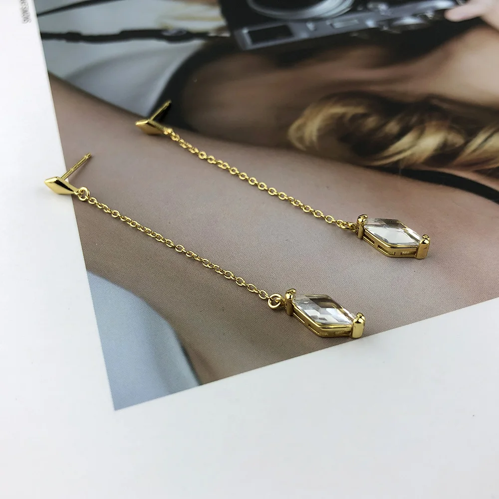 Серьги-подвески LAMOON для женщин лаконичный стиль натуральный белый кристалл