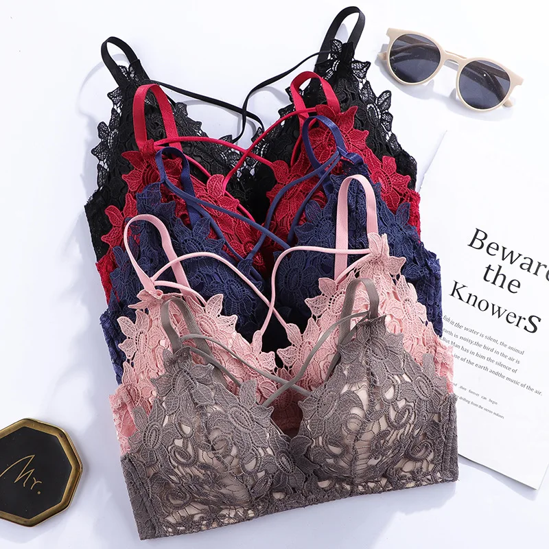 

Бюстгальтер Бесшовный кружевной с чашками пуш-ап, 5 цветов