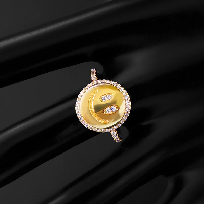 

New fashion brand ring golden smiling face ring afternoon beach series women's party women's jewelry gifts