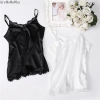 high grade simulation silk satin camisole lace v neck summer new temperament womens loose sexy top s 4xl tank top women camis