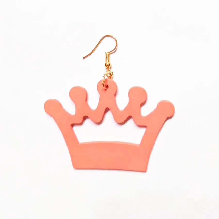 

Деревянные Корона любви, серьги для женщин, серьги в виде капель с ювелирные изделия Серьга оригинальные открытые серьги в виде колец,