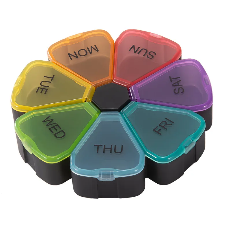 

Flower Rainbow Small Pill Box Classification Portable Medicine Box Portable 7 Days 7 Grid Travel Medicine Storage Box
