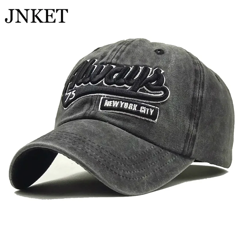 

JNKET Embroidery Unisex Washed Baseball Cap Worn-out Style Hip Hop Cap Adjustable Snapbacks Hats Outdoor Sports Sunhat Casquette