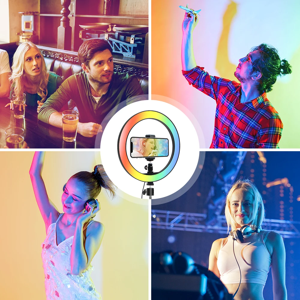 13 12 10 6 дюймов кольцевой светильник 15 цветов Rgb Led Anillo De Luz мигающий 33 26 см