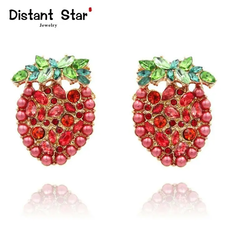 Модные корейские Женские Висячие серьги 2020 красочные циркониевые Клубничные