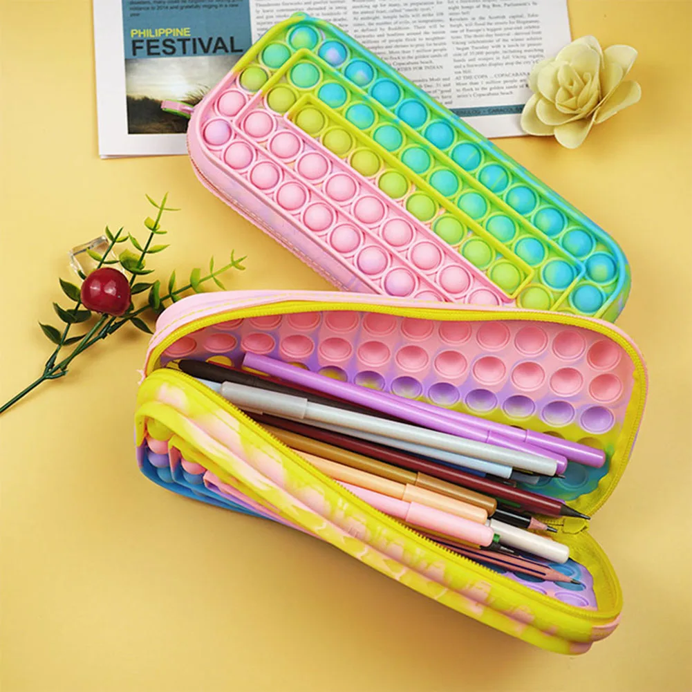 De silicona de Kawaii monedero bolsas empujar su burbuja Fidget Juguetes | Juguetes Fidget | Fidget juguetes l&aacute;piz caso simple Dimmer juguete antiestr&eacute;s de prensa Popoos Fidget juguetes bolsa-3