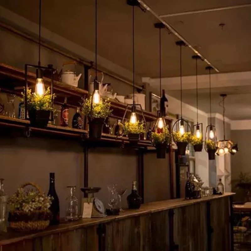 

Creative Geometry Pendant Lights Restaurant Bar Terrace Decorative Lighting Iron Art Lampshade