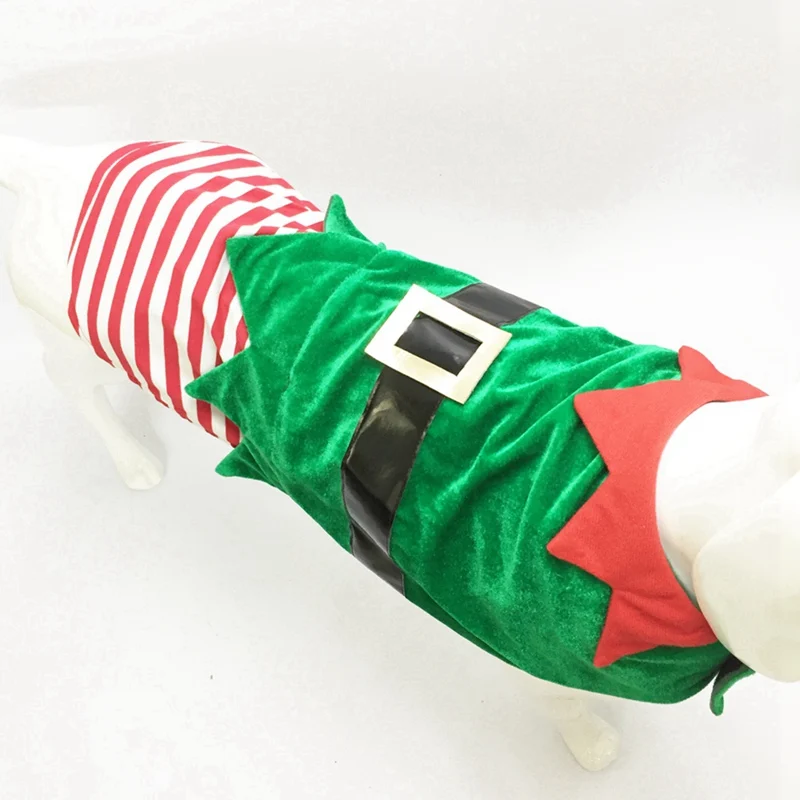 Рождественская Одежда для собак костюмы зеленых эльфов одежда куртка хлопковое