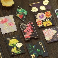45pcs bronzing stamp style stickers scrapbooking junk journal creative diary diy stationary decoration material sticker