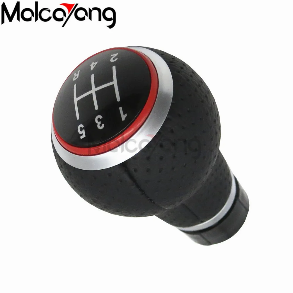 Кольцо рычаг переключения передач 5R с красным и серебряным кольцом кожаная ручка