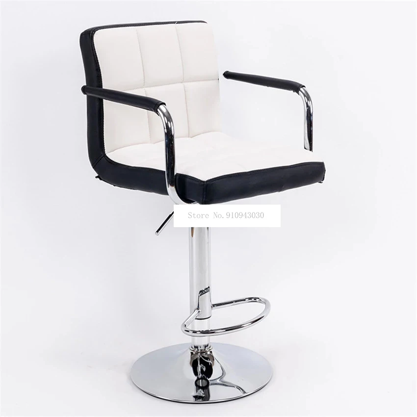 Подъемный вращающийся барный стул в европейском стиле, вращающийся, регулируемый по высоте стул на стойке из искусственной кожи с высокой с... от AliExpress WW
