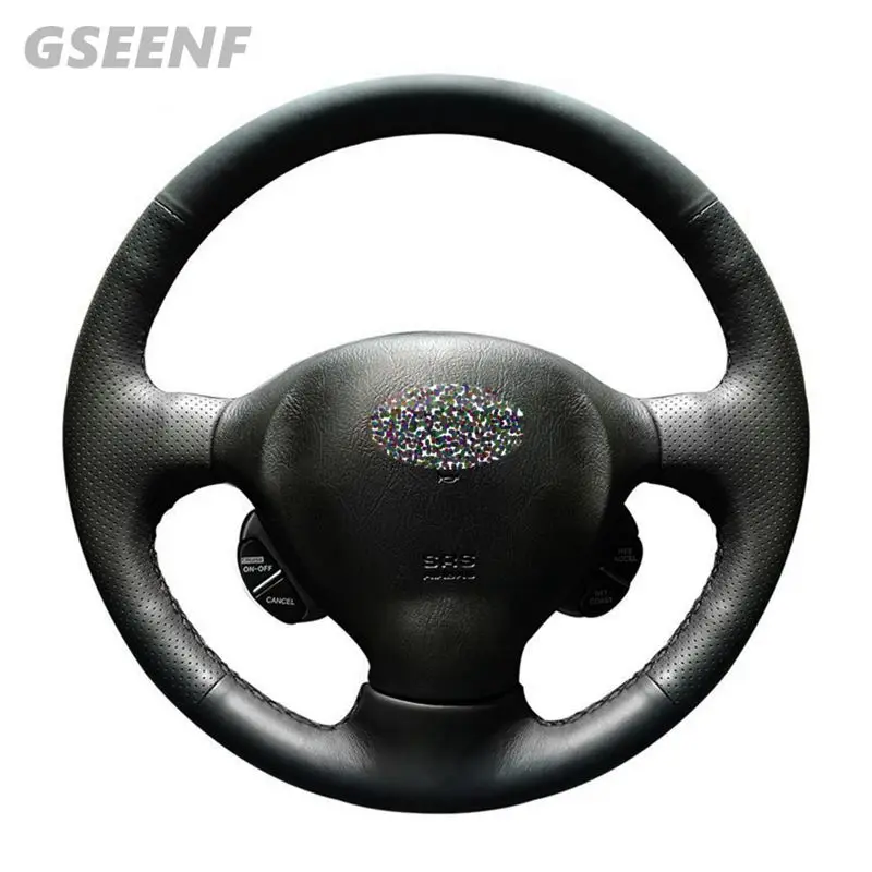 

Black Genuine Leather Hand-stitched Car Steering Wheel Cover for Hyundai Santa Fe 2001 2002 2003 2004 2005 2006