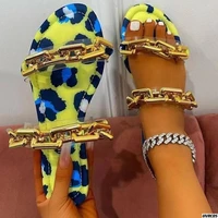 sandal woman 2022 summer new metal chain decoration color for women outside sandal women slippers women shoes