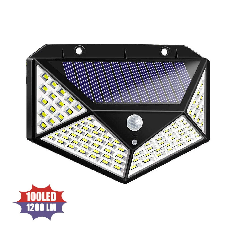 1PCS 100LED 4/Redmi 2/1 шт. 100/114LED солнечное освещение для улицы и Водонепроницаемый 4-сторонняя лампа на солнечной энергии солнечных лучей на солнечных батареях лампа движения PIR Сенсор настенный светильник декора сада - Испускаемый цвет: 1PCS 100LED