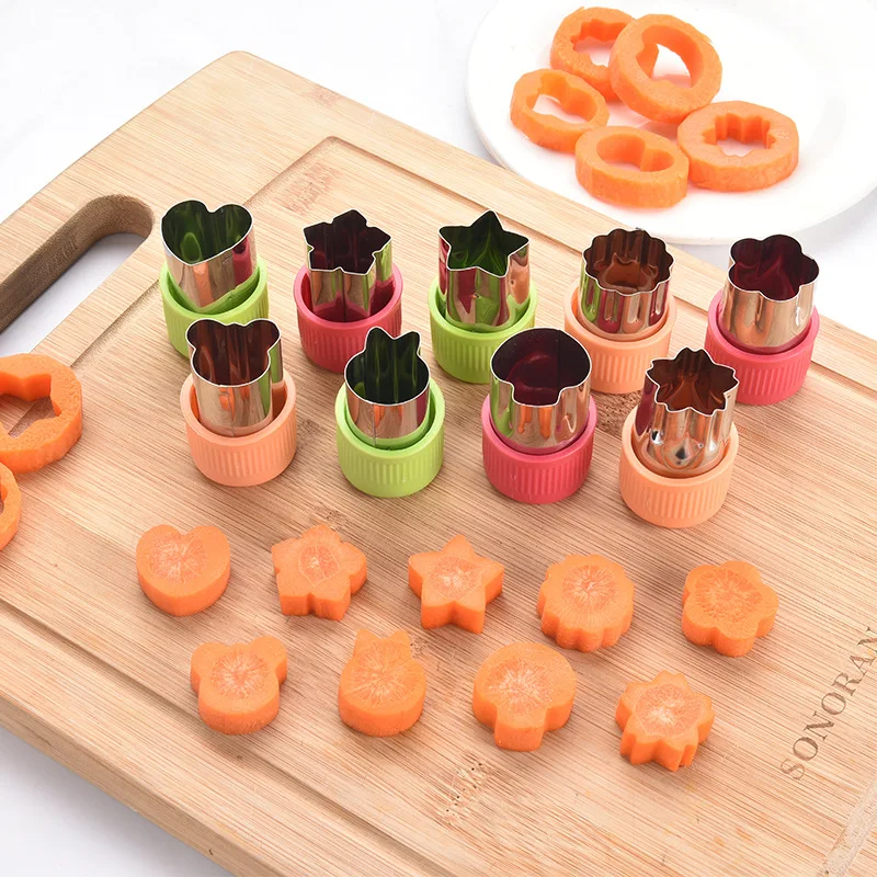 

Flowers Vegetable Fruit Cutter Mold Stainless Steel Cake Cookie Plunger Mold Cutter Tool Star Heart Shape Vegetables Cutter