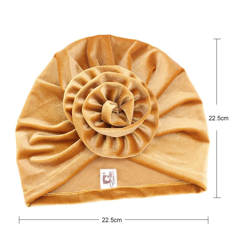 Женская бархатная шапка-хиджаб с объемными цветами мусульманский тюрбан теплая