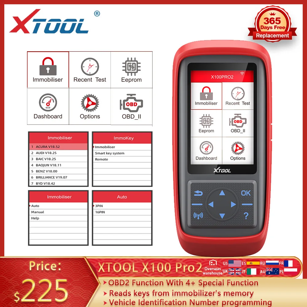 

XTOOL X100 Pro2 OBD2 автоматический ключевой программист, включая EEPROM считыватель кода, программирование, бесплатное обновление, поддержка несколь...